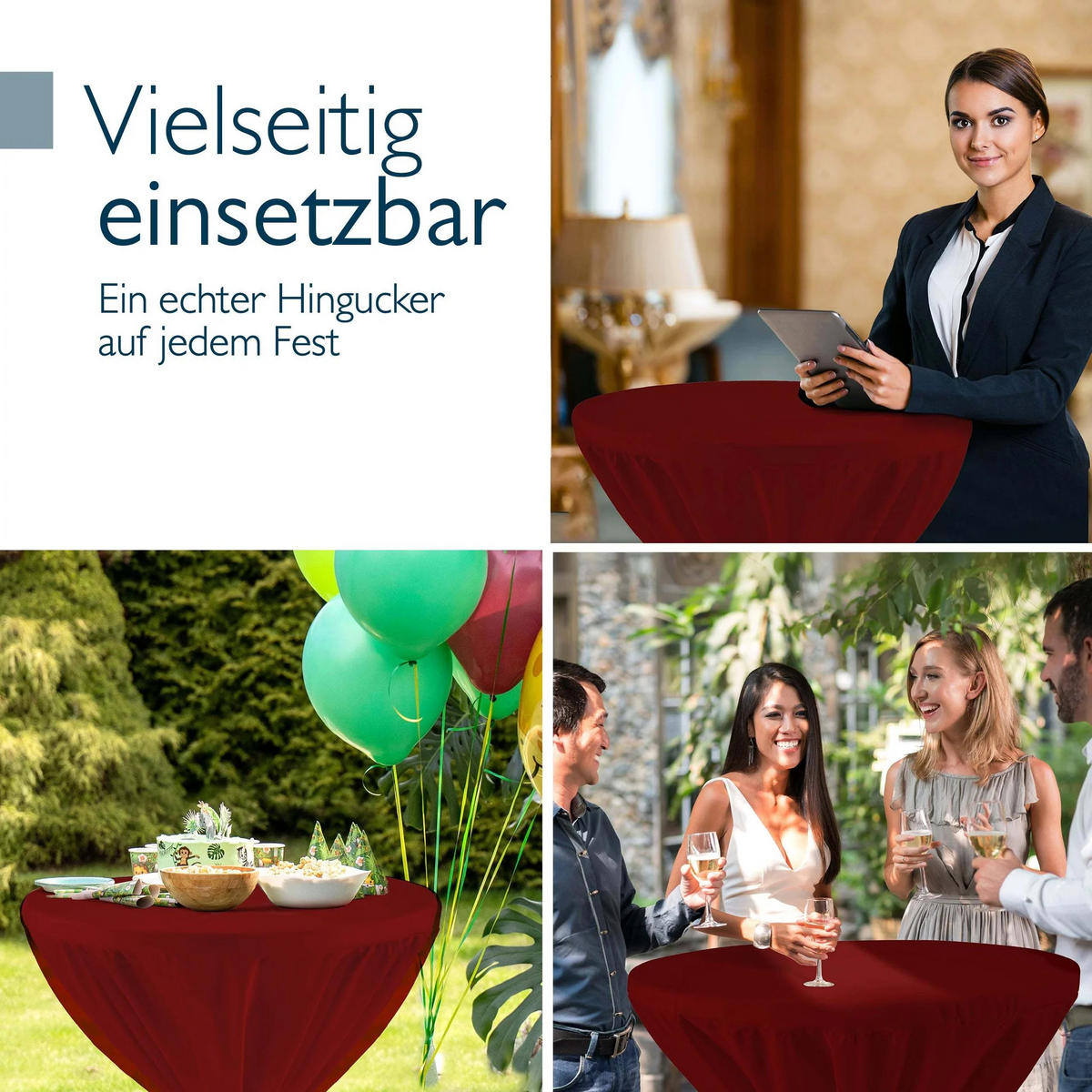 STEHTISCHHUSSE Premium Ø 70cm Bordeaux (2tlg) - Bordeaux, Kunststoff/Textil (70/145cm) - Beautissu 