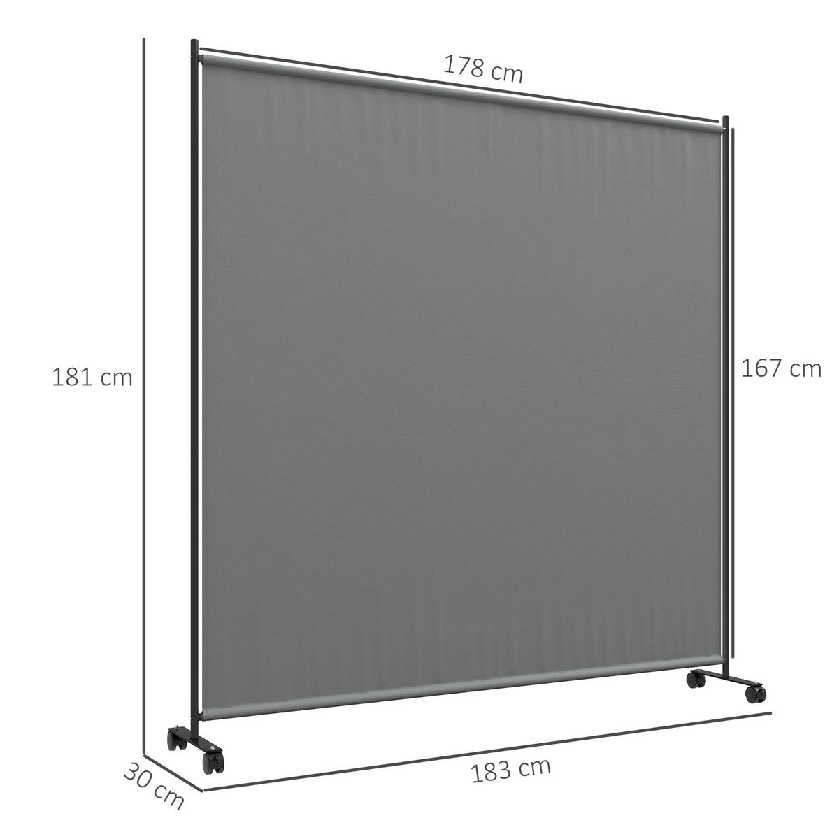 SICHTSCHUTZWAND,AUF Rollen 183x30x181cm,grau - Grau, Textil (183/181cm) - Vallsero