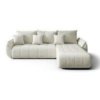 ECKSOFA Romuldi mit Schlaffunktion, Creme Samt, rechtsseitig - Creme/Schwarz, Kunststoff/Textil (185/280cm) - Selsey
