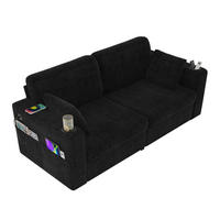 2-SITZER Sofa aus Chenille 172x75x82 cm in Schwarz mit USB & Stauraumschubladen - Schwarz, Textil (75/82/172cm) - Modfu