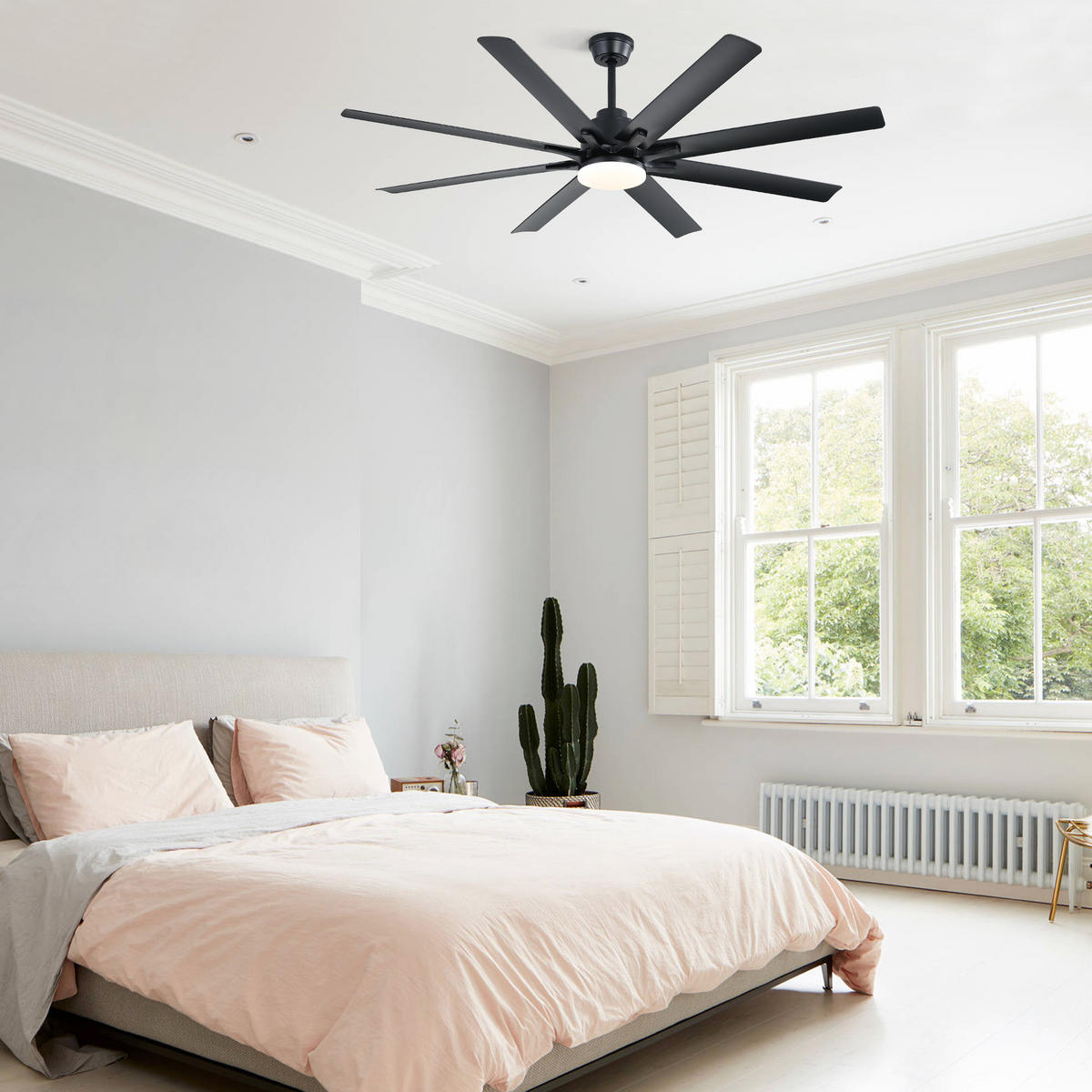DECKENVENTILATOR DE-16194 66 Zoll Smart mit 8 Flügeln & LED - Schwarz, Kunststoff/Metall (167.64/167.64/26.8cm) - ComfortXL