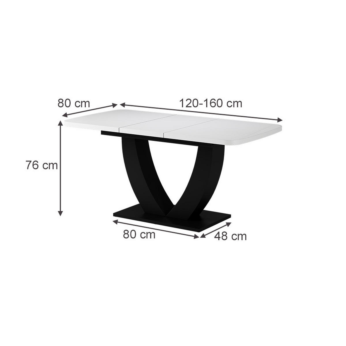 JEDÁLENSKÝ STÔL Fenaro Biela/čierna - čierna/biela, kompozitné drevo (80/120/77.4cm) - Vicco