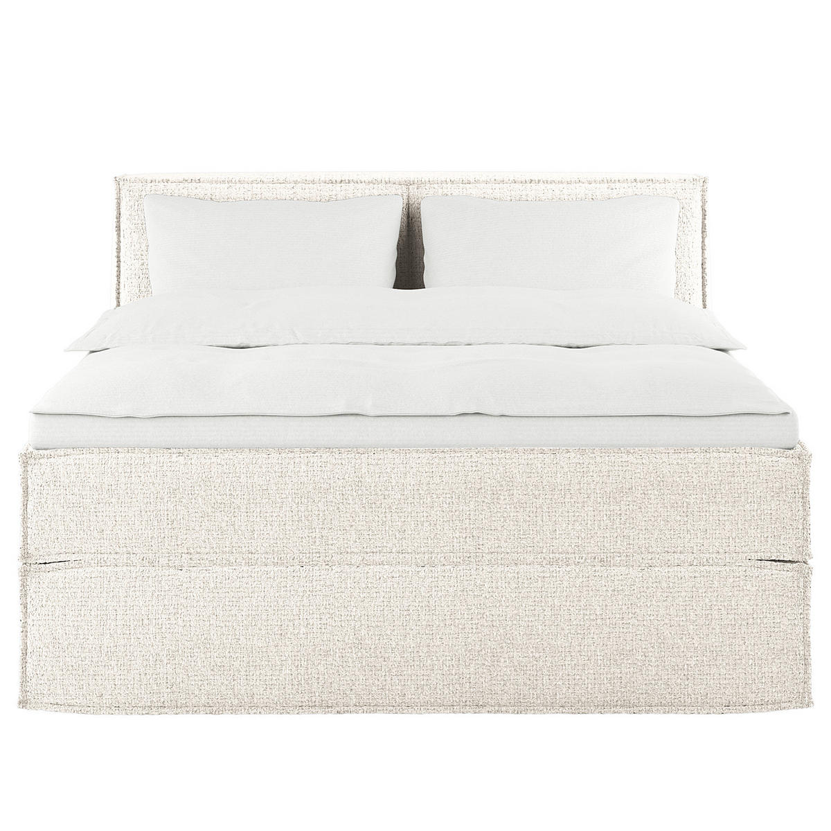BOXSPRINGBETT mit Kopfteil - Premium - Weiß, Textil (160/200cm) - home24