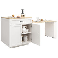 STEHTISCH ausziehbar 133-202/70/93,5 cm in Weiß mit Stauraum und Rollen - Weiß, Holzwerkstoff (133/70/93.5cm) - BEAOK