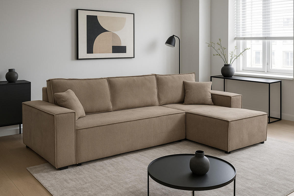 ECKSOFA TAVO L mit Stauraum, Braun - Braun, Textil (244/145cm) - KS Home Concept