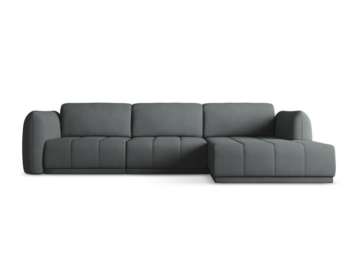 ECKSOFA Rechts Chenille Stoff Grau - Schwarz/Graphitfarben, Kunststoff/Textil (290/170cm) - Makamii