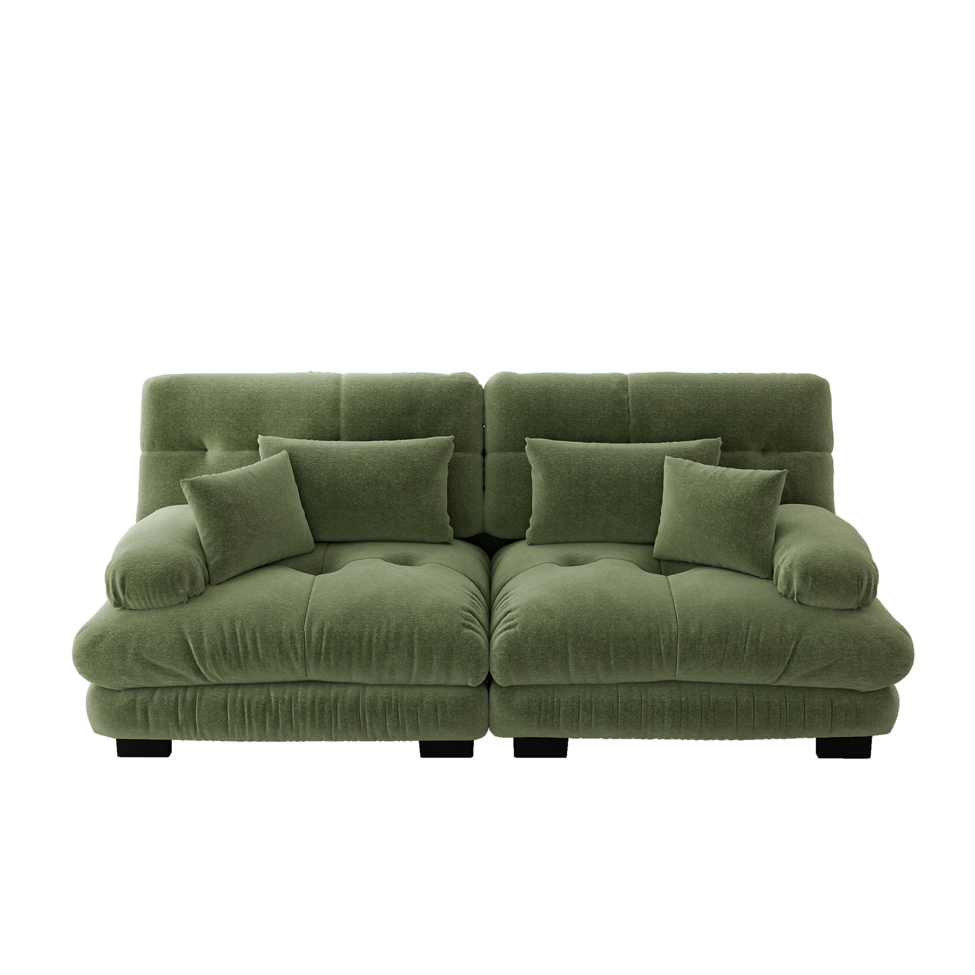 ECKSOFA 220/77/81 cm grün aus Chenille mit modularem Design und Kissen - Grün, Textil (77/220cm) - OKWISH