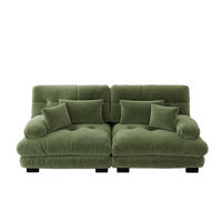 SOFA 2-Sitzer aus Chenille 220x77x81 cm mit modularem Design, grün - Grün, Textil (77/81/220cm) - Luhomfu