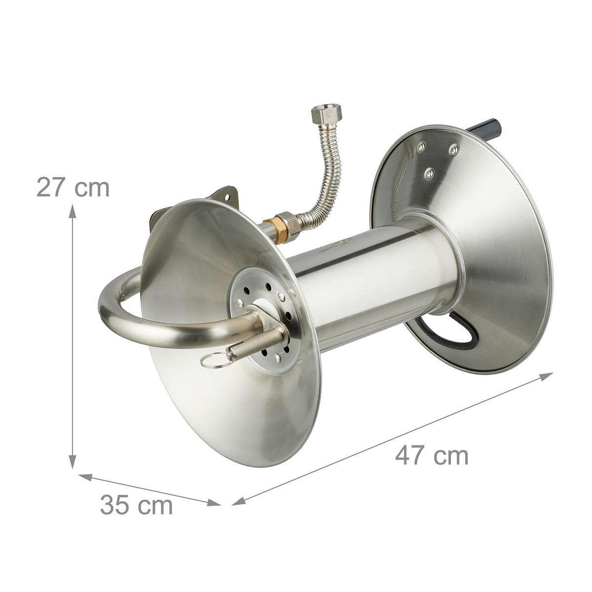 SCHLAUCHTROMMEL - Silberfarben, Metall (47/27/35cm) - Relaxdays