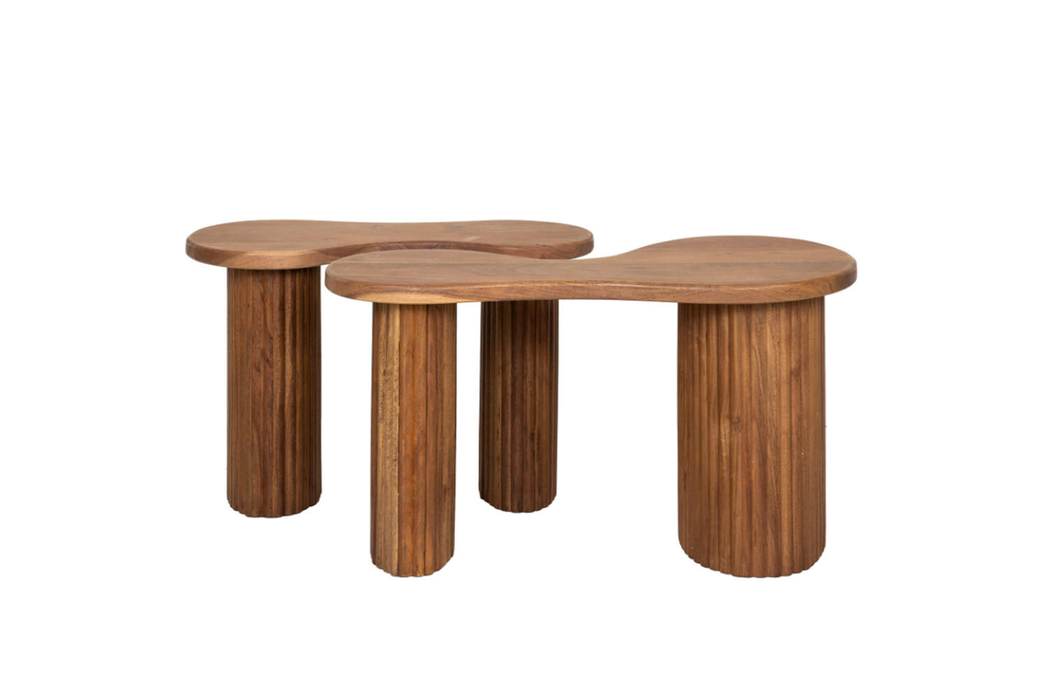 COUCHTISCH-SET MALIKA Braun Akazie - Braun, Akazienholz/Holz (80/45/42cm) - KAWOLA