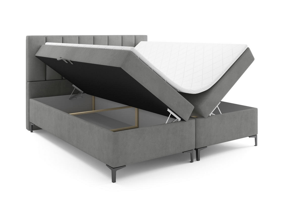 BOXBETT CHESTER 180 x 200 Grau - Grau, Textil/Metall (180/200cm) - VLR BEDS