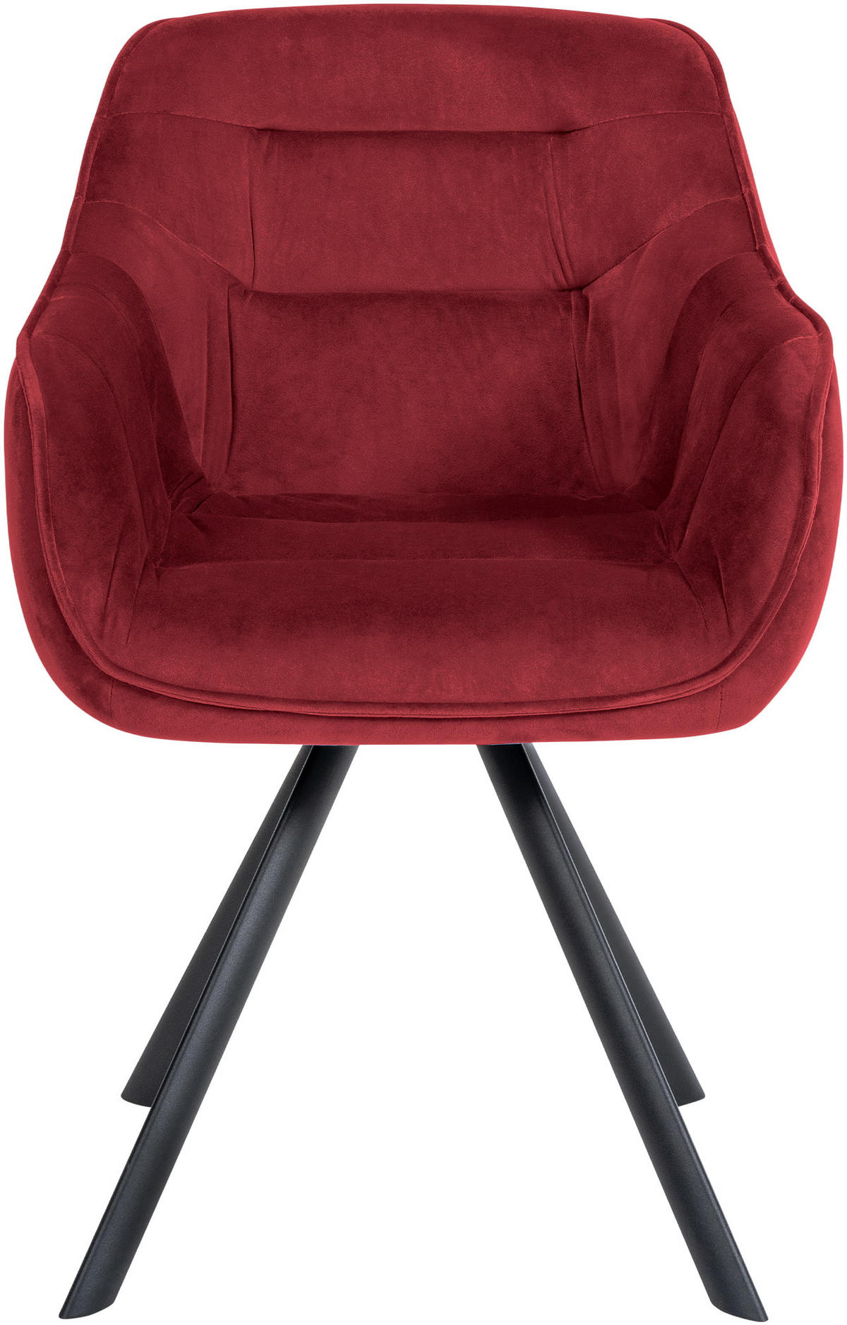 ARMLEHNENSTUHL Samt bordeauxrot - Bordeaux/Schwarz, Textil/Metall (57/90/63cm) - CLP