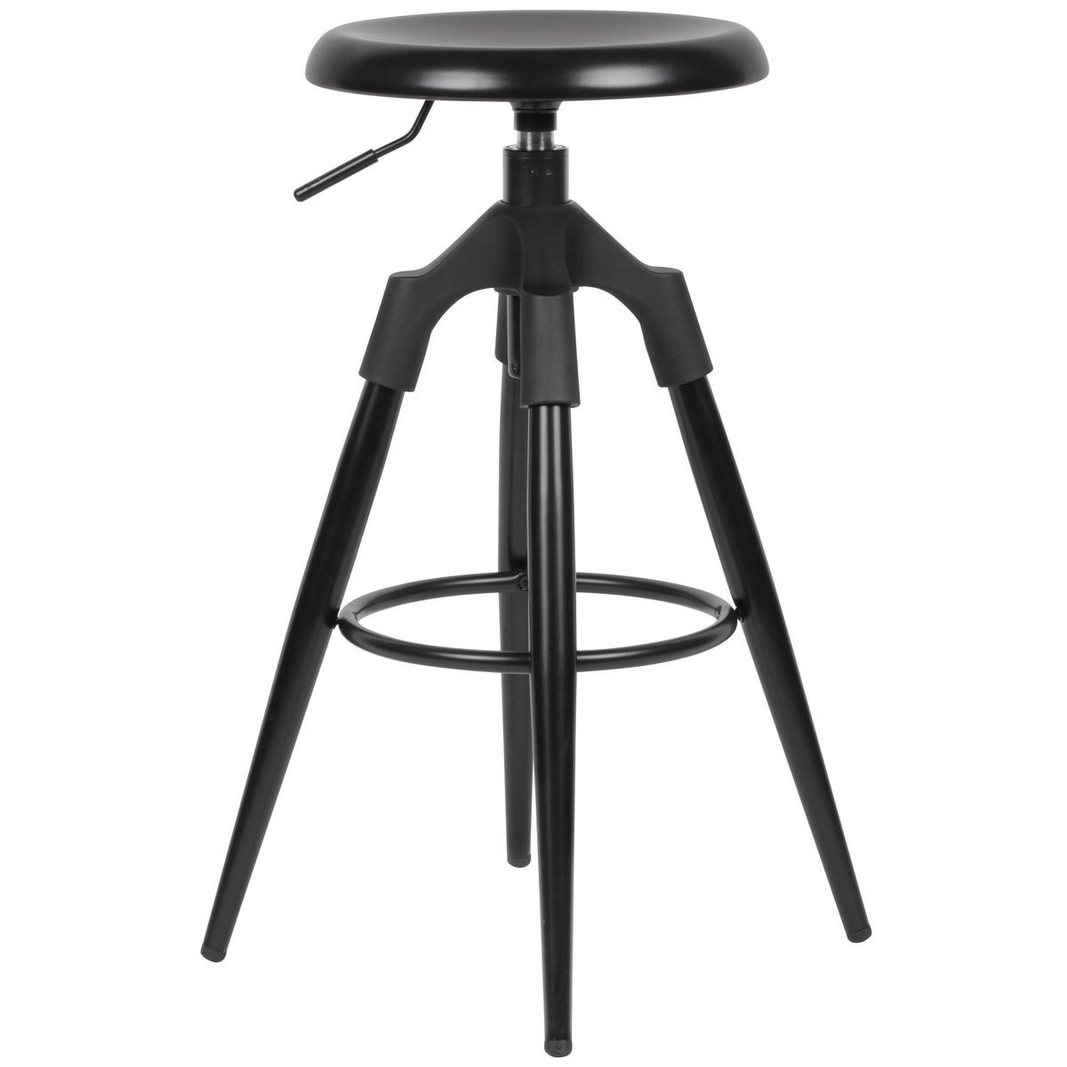 BARHOCKER Industrial Höhenverstellbar Drehbar Goldfarben TIBER, Schwarz 53x53x80 cm - Schwarz, Kunststoff/Metall (53/80/53cm) - KADIMA DESIGN