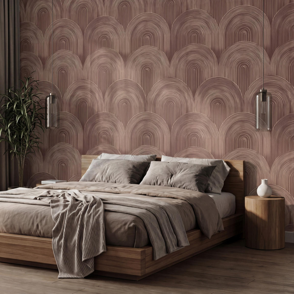 TAPETE - Rhythmic - Aufschlag - Braun - 350x240 cm - Dunkelbraun, Papier (350/240cm) - OnlyWow