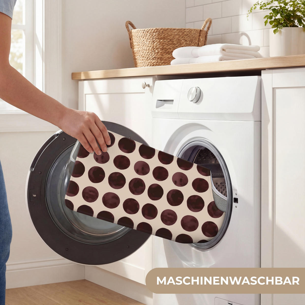 WC PŘEDLOŽKA Puntíky - Vzor - Hnědý 55x60 cm - bordeaux, textil/plast (55/1cm) - OnlyWow