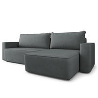 ECKSOFA BELARO CL Grau Samtstoff mit Schlaffunktion - Grau, Holzwerkstoff/Textil (280/162cm) - MASSENO