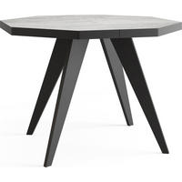 ESSTISCH Diamond Black achteckiger ausziehbarer, Grauer Beton 100-200/100/76 cm - Hellgrau/Schwarz, Holz/Holzwerkstoff (100/100/77cm) - WFL GROUP