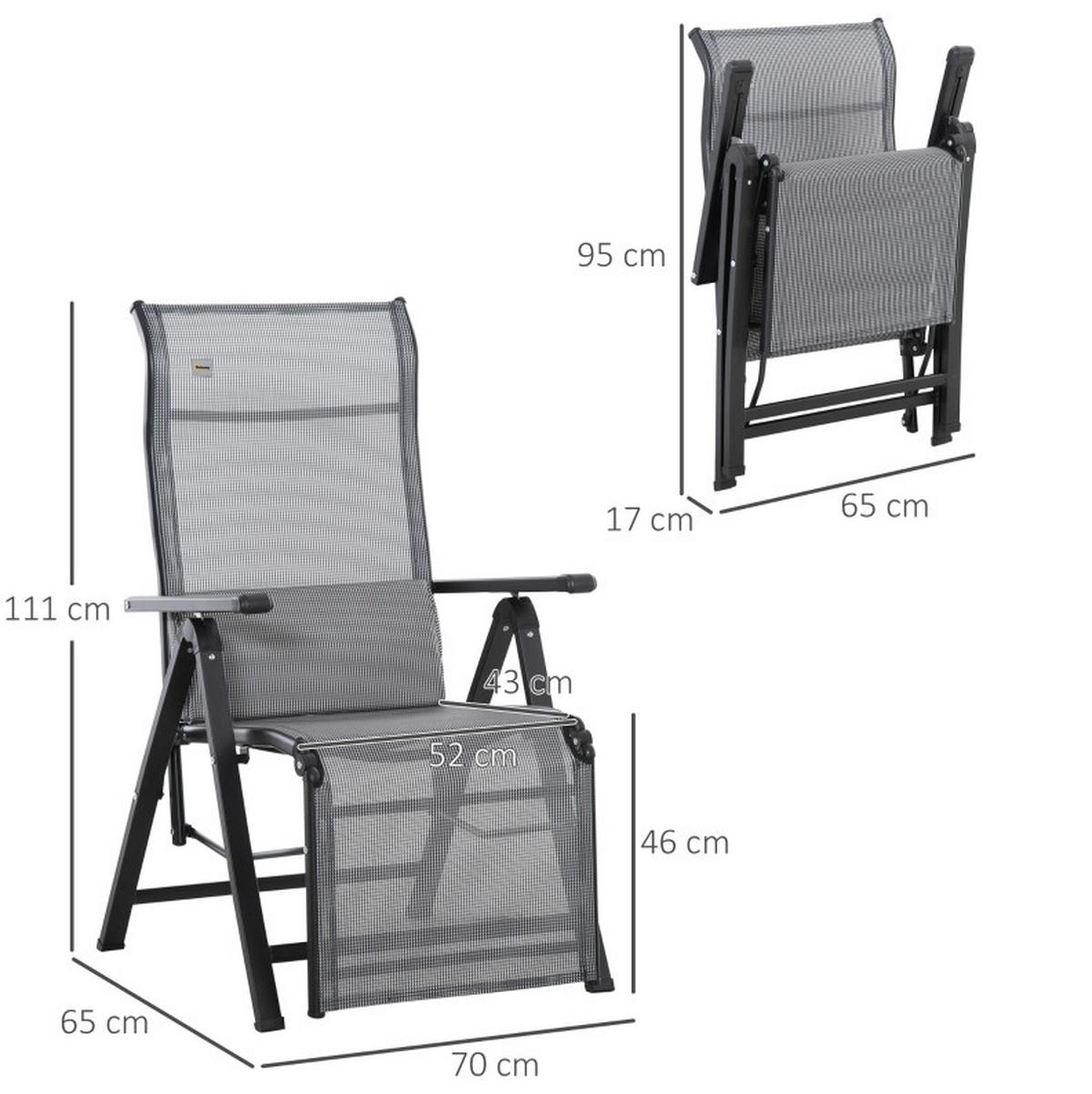 SONNENLIEGE aus Stahl 70x65x111 cm in Grau mit 9-fach verstellbar - Grau, Metall (70/111/65cm) - Modfu