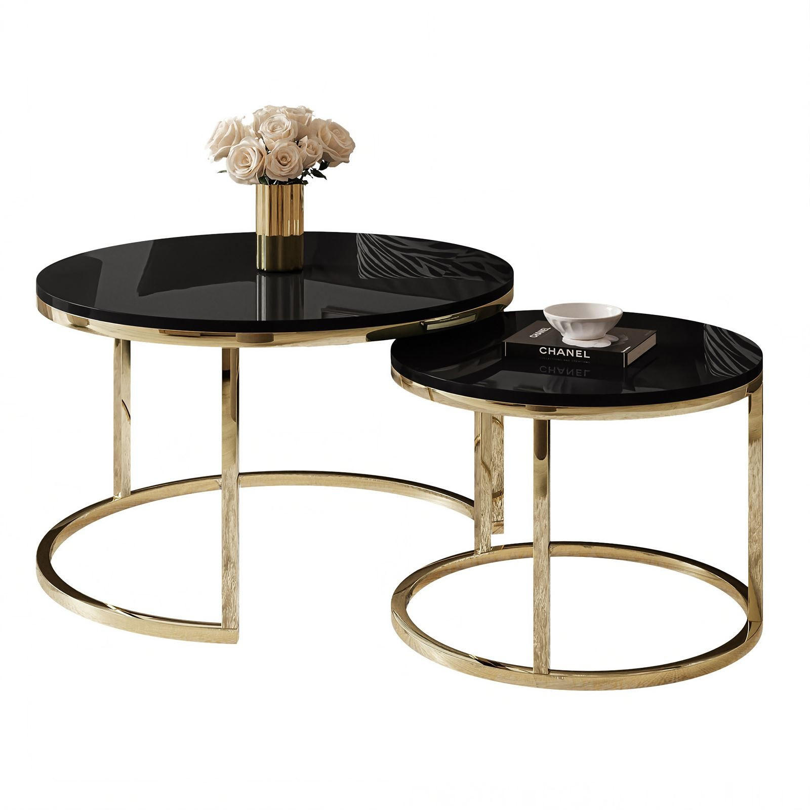 COUCHTISCH CIRI 2-in-1 CHROME gold - Goldfarben, Holzwerkstoff (70/70/48cm) - Lookway
