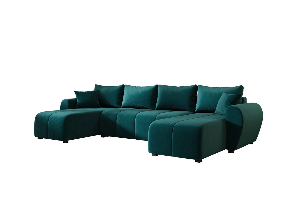 WOHNLANDSCHAFT MOLISA U Itaka 39 mit Schlaffunktion - Türkis, Textil (303/82/208cm) - Bedante