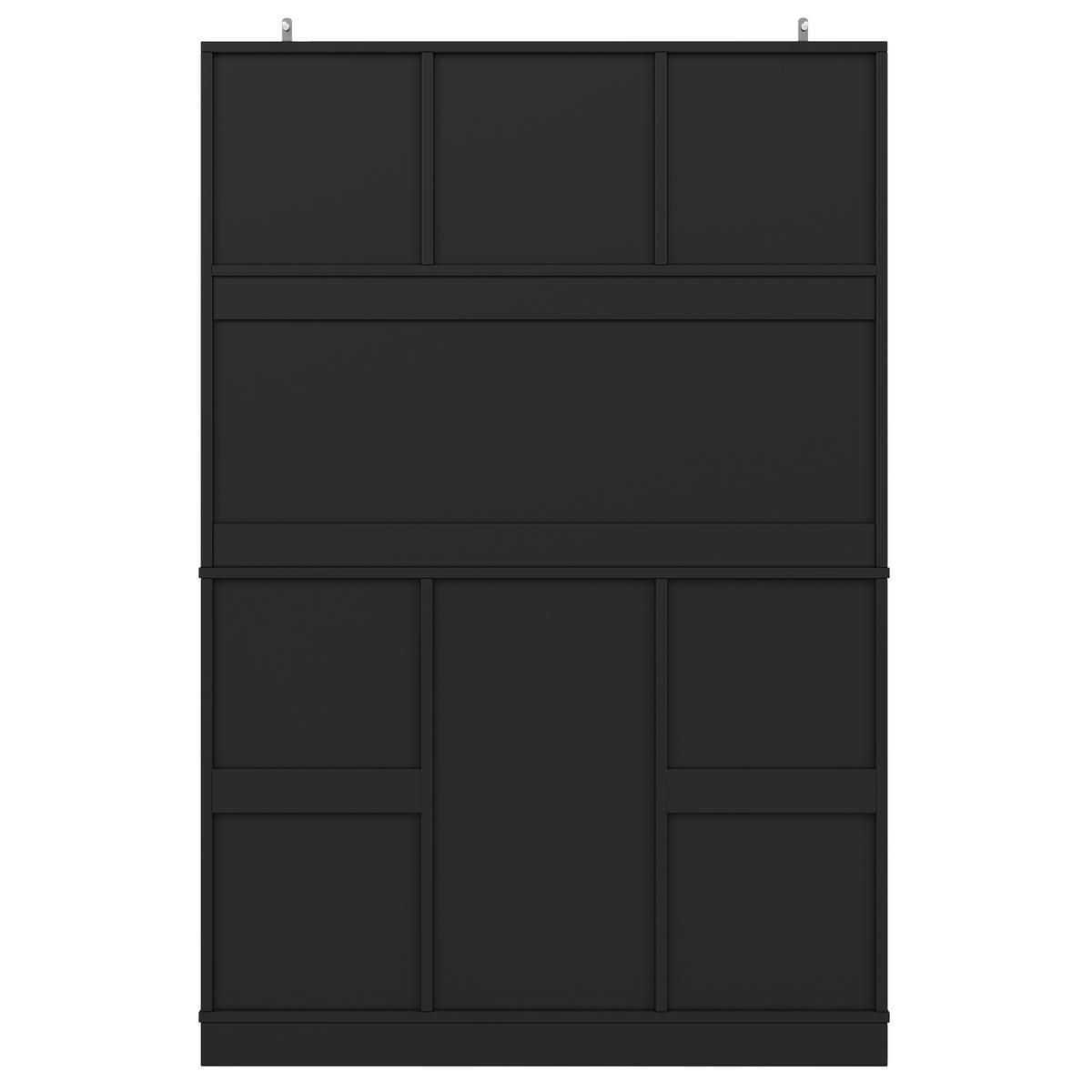 BUFFETSCHRANK Kombi Schwarz 120/40/188 cm - Schwarz, Holz (120/188/40cm) - PANGIVO