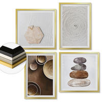 WANDBILDER 4er Set - 50x50 cm & 40x60 cm Goldrahmen - Texturen in der modernen Kunst - Goldfarben, Kunststoff (50/50cm) - ArtPrintCave