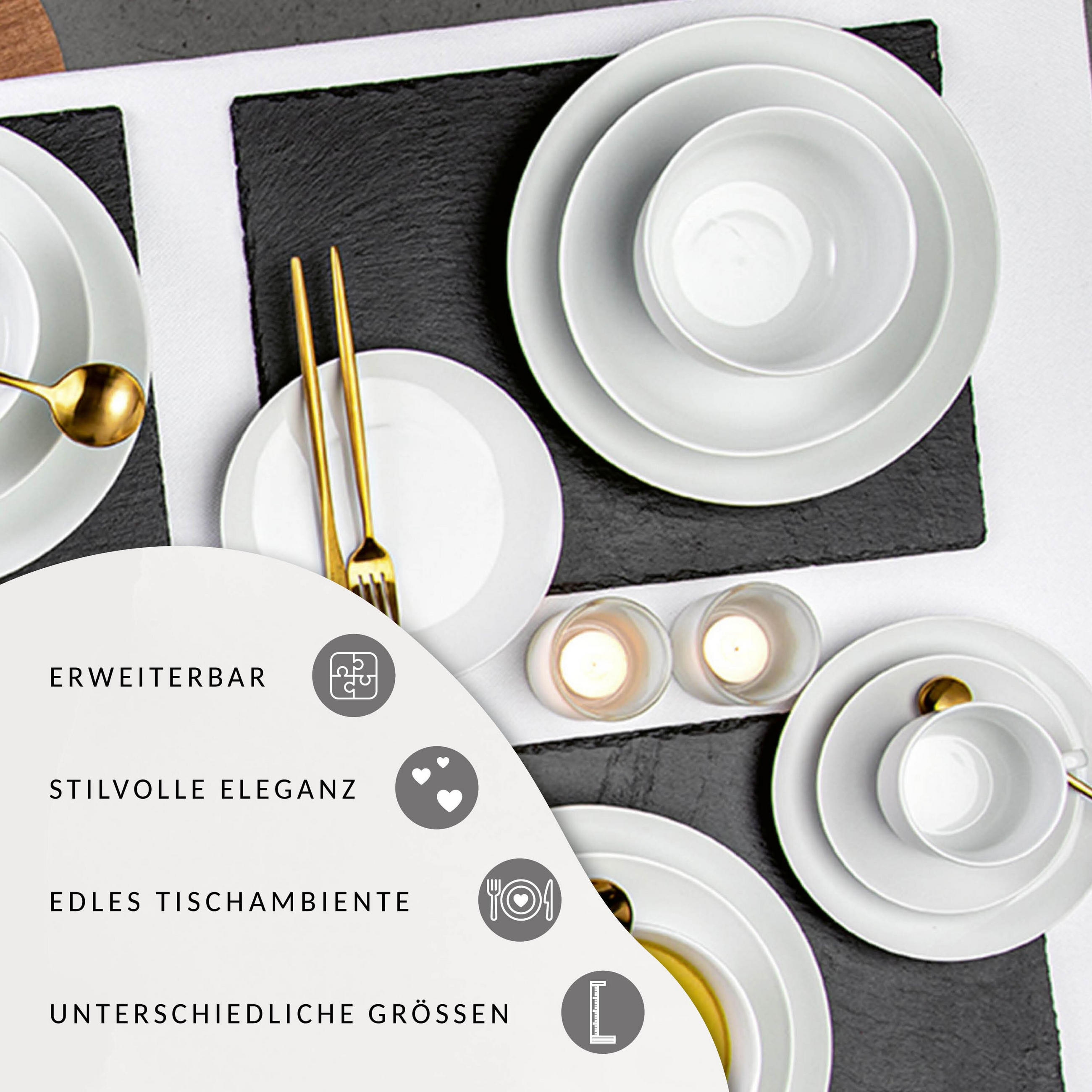 TAFELSERVICE NEW PORT - 24 teilig aus Porzellan - Weiß, Keramik (33/32/46cm) - Sänger