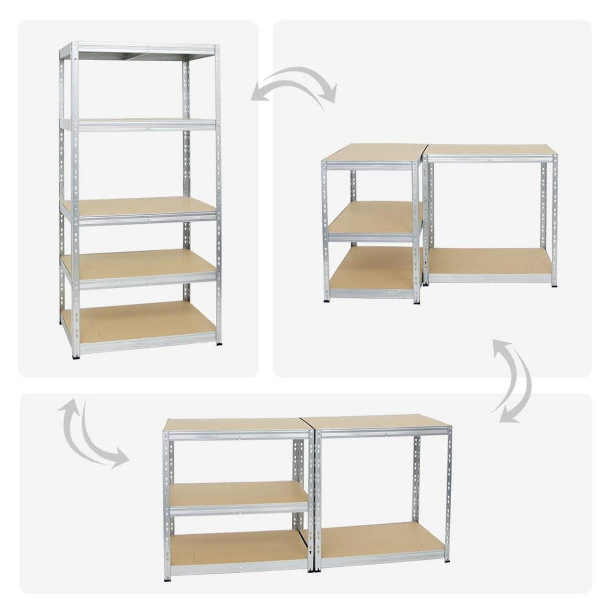 SCHWERLASTREGAL Tiger 2er-Set mit 2x 180x90x60 cm Fachlast 265 kg Verzinkt - Silberfarben, Metall (180/180/60cm) - PROREGAL