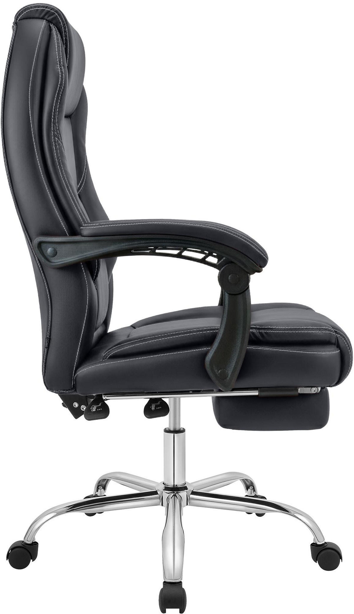 CHEFSESSEL Lederlook Schwarz - Chromfarben/Schwarz, Textil/Metall (67/114/64cm) - CLP