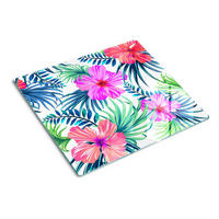 GLASPLATTE 60x52 cm Hawaiianische Blumen - Multicolor, Glas (60/0.4/52cm) - TULUP