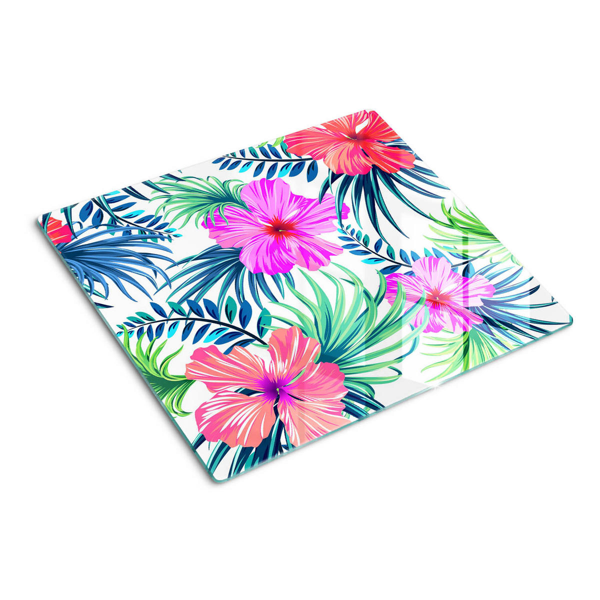 GLASPLATTE 60x52 cm Hawaiianische Blumen - Multicolor, Glas (60/0.4/52cm) - TULUP