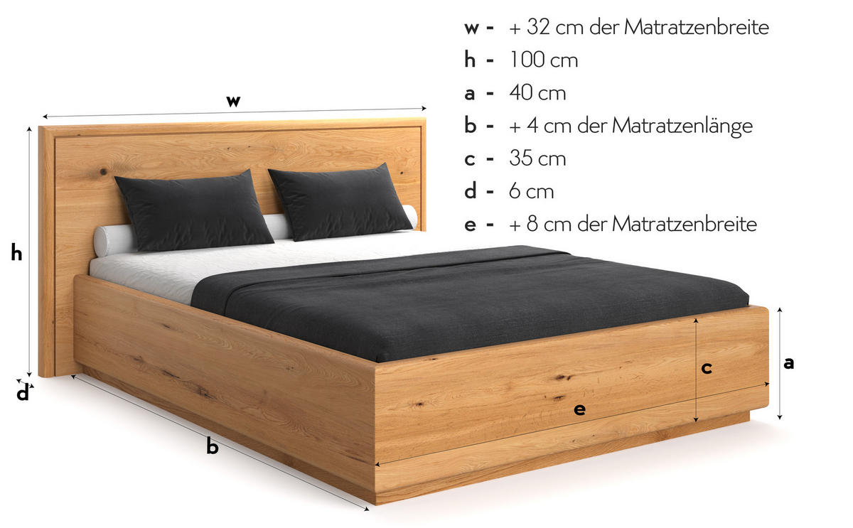 MASSIVHOLZBETT Valor aus Eiche mit Bettkasten 200x220 cm - Eichefarben/Naturfarben, Holz (200/220cm) - Danzz