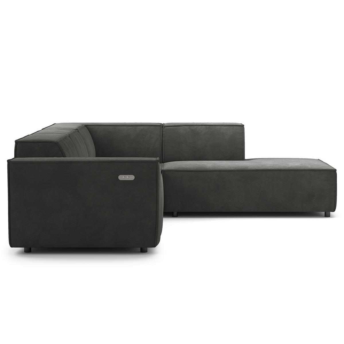 ECKSOFA mit Ottomane - Schwarz/Grau, Kunststoff/Textil (260/234cm) - home24
