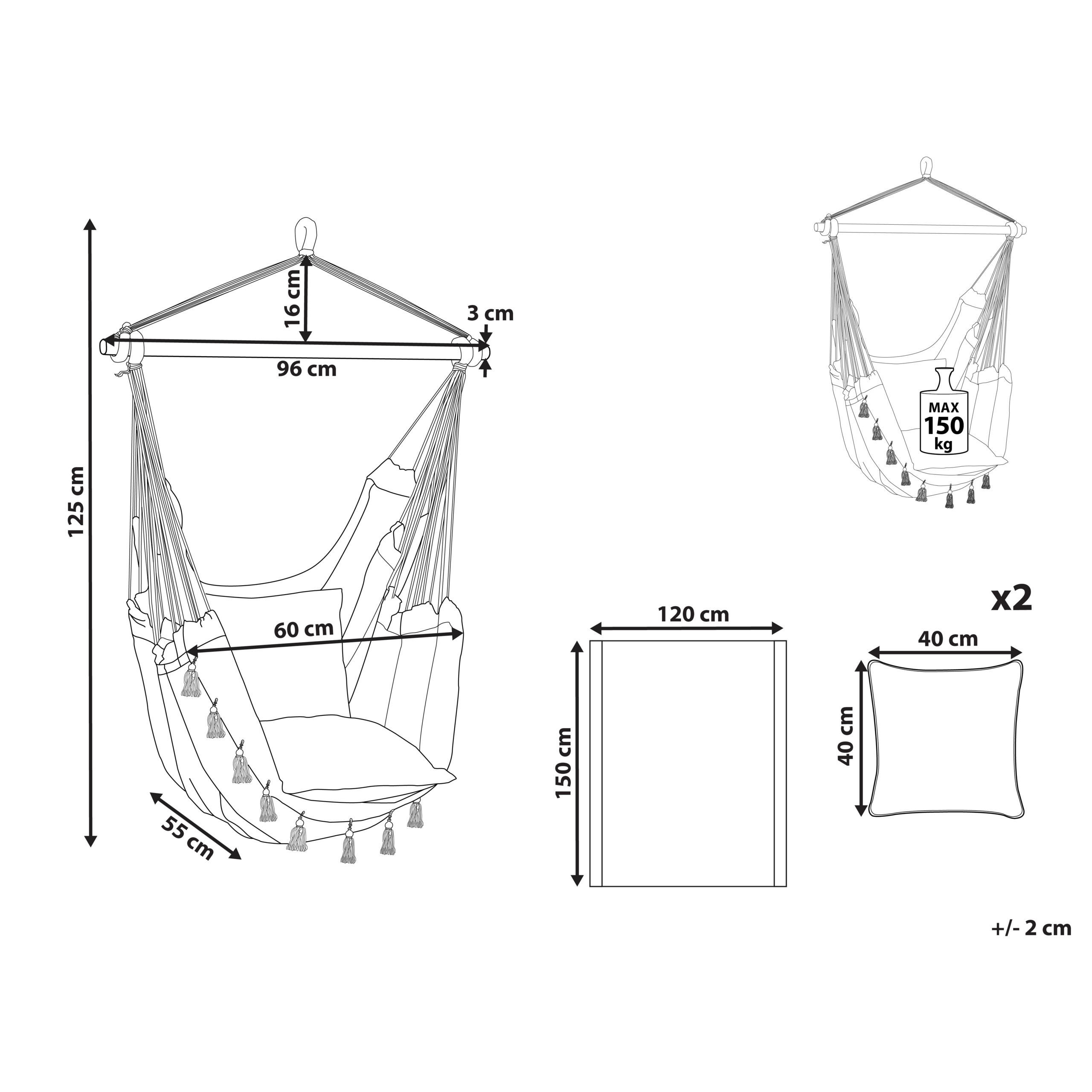 Thumbnail - Beliani Hängesessel, Beige, Textil, 96x125x55 cm, Gartenmöbel, Hängesessel