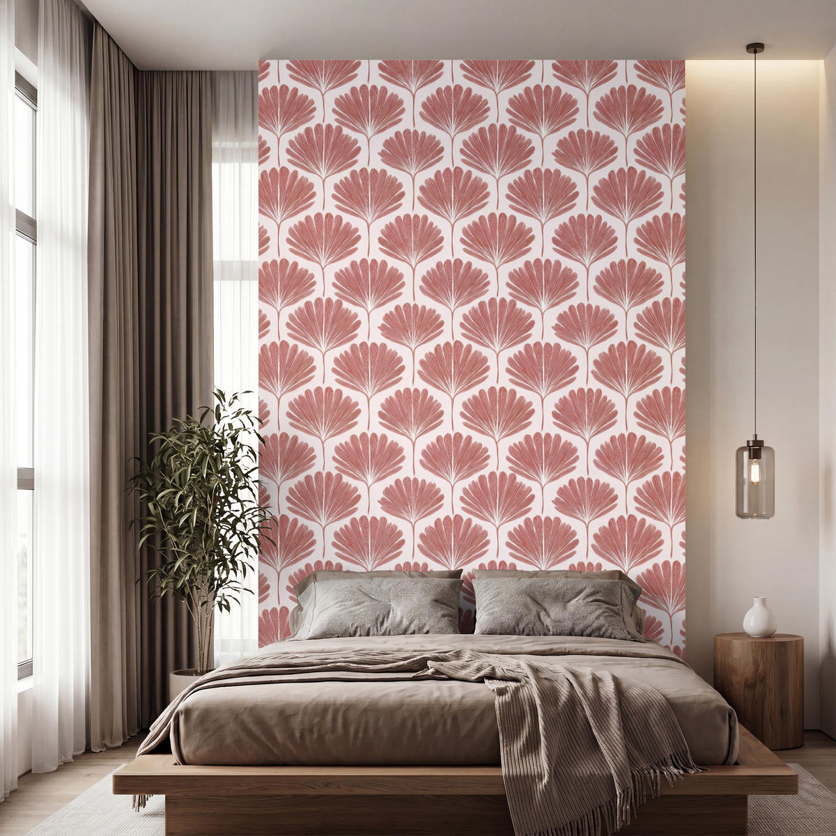 TAPETE - Fächer - Motiv - Terra - 180x300 cm - Rotbraun, Papier (180/300cm) - OnlyWow