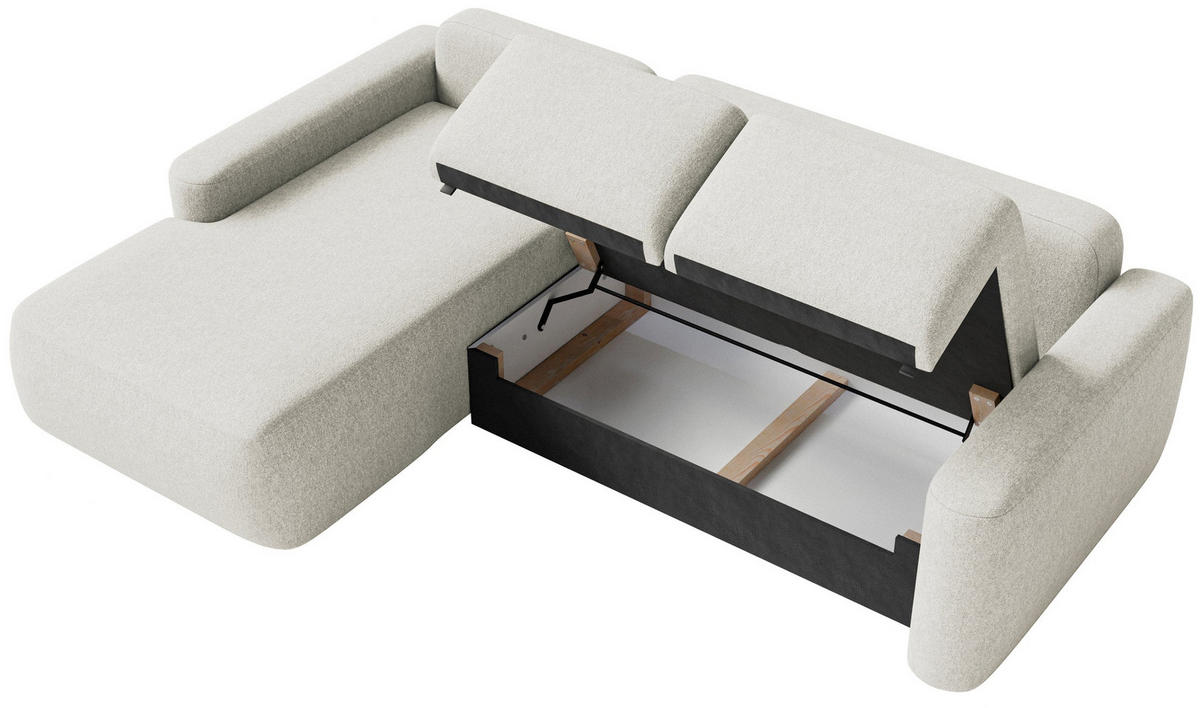 ECKSOFA Carnos Mini Creme Chenille - Creme/Schwarz, Kunststoff/Textil (238/164cm) - Selsey