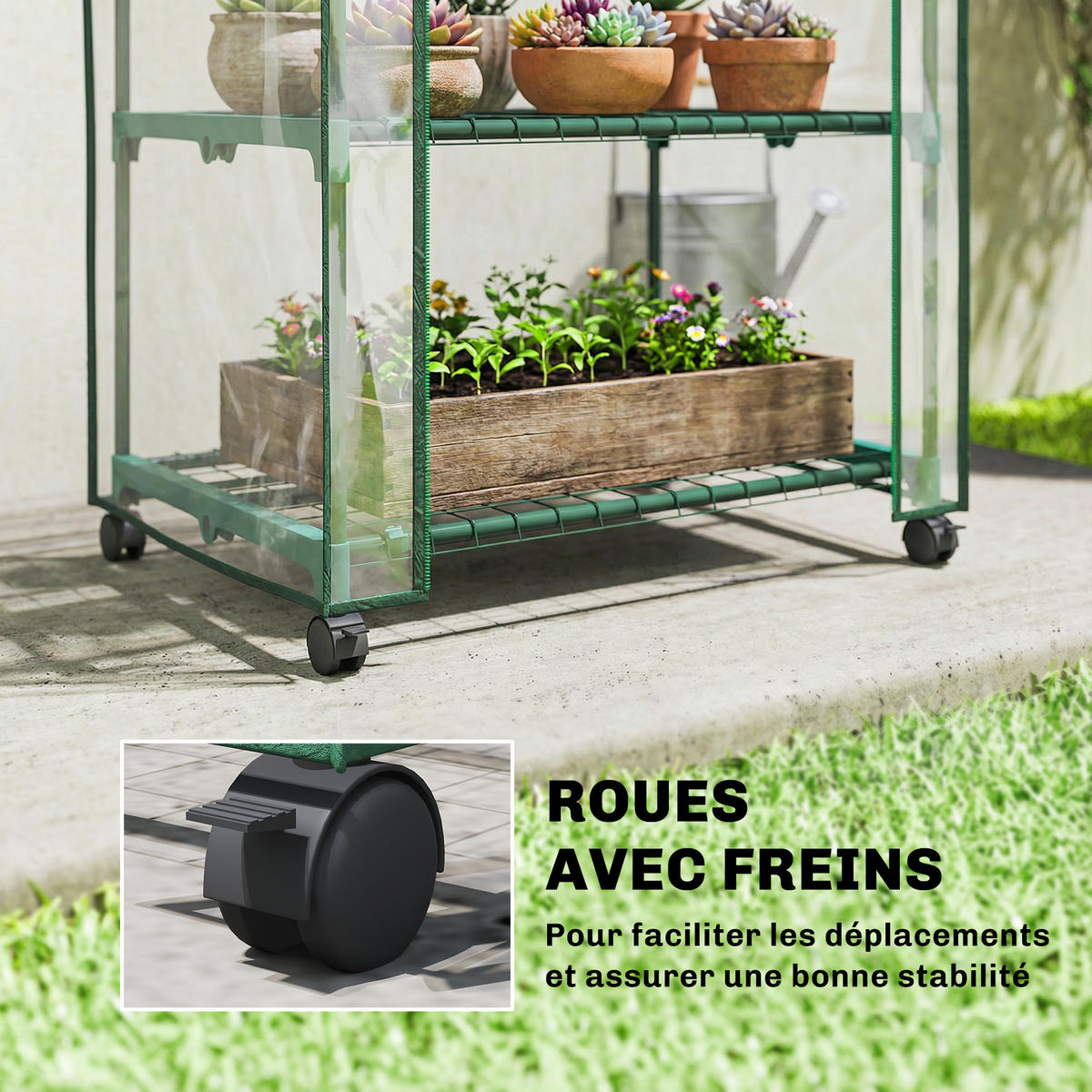 GEWÄCHSHAUS DE-12088 3 Etagen, hochdichte PVC-Bâche, 4 Rollen Transparent - Transparent, Kunststoff (49/130/69cm) - ComfortXL