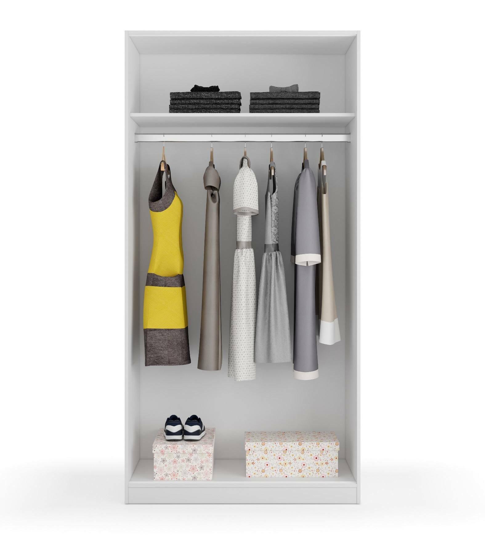 KLEIDERSCHRANK 2 TÜREN Weiß 50/100/200 cm - Weiß, Holzwerkstoff (100/200/50cm) - DMORA