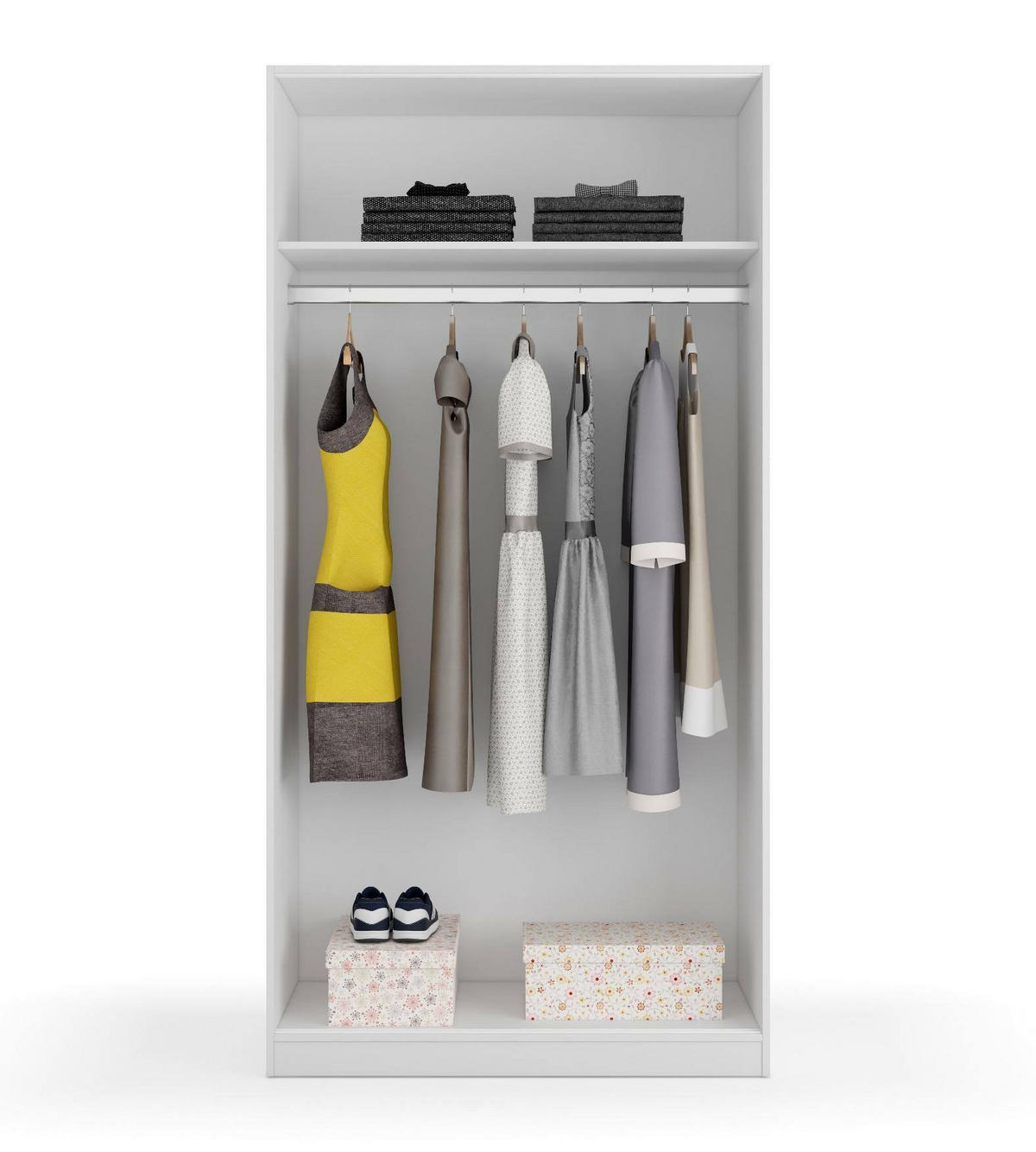 KLEIDERSCHRANK 2 TÜREN Weiß 50/100/200 cm - Weiß, Holzwerkstoff (100/200/50cm) - DMORA