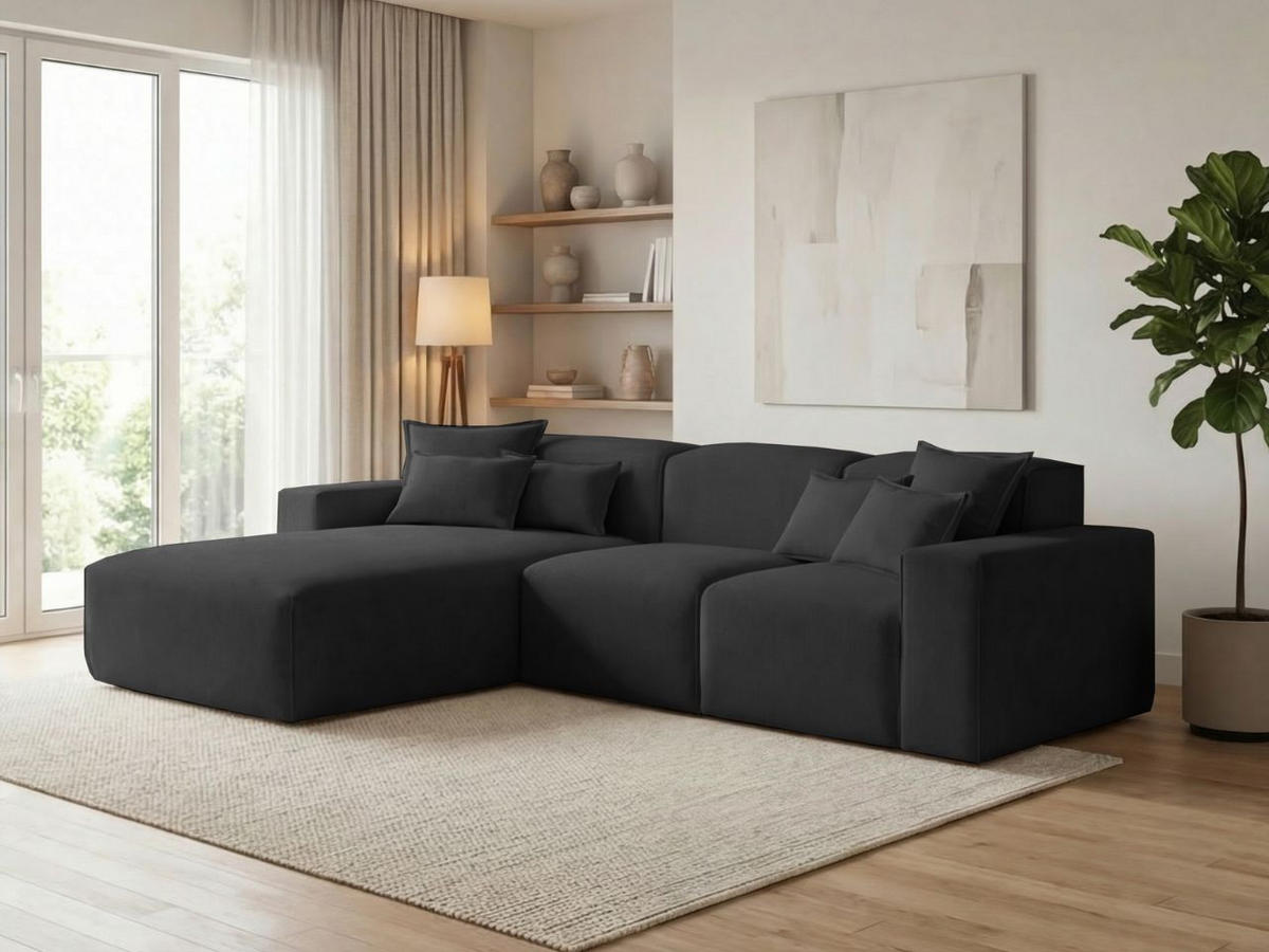 ECKSOFA Leni Schwarz Links - Schwarz, Holz/Textil (265/180cm) - Graingold