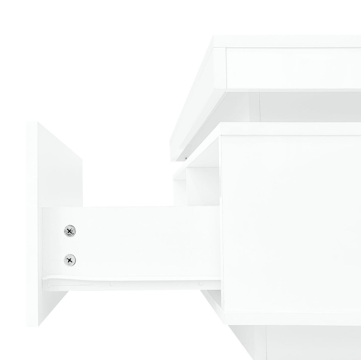 COUCHTISCH 100/50 cm mit LED-Beleuchtung und Schublade in Hochglanz Weiß - Weiß, Holzwerkstoff (100/50/40.3cm) - BEAOK