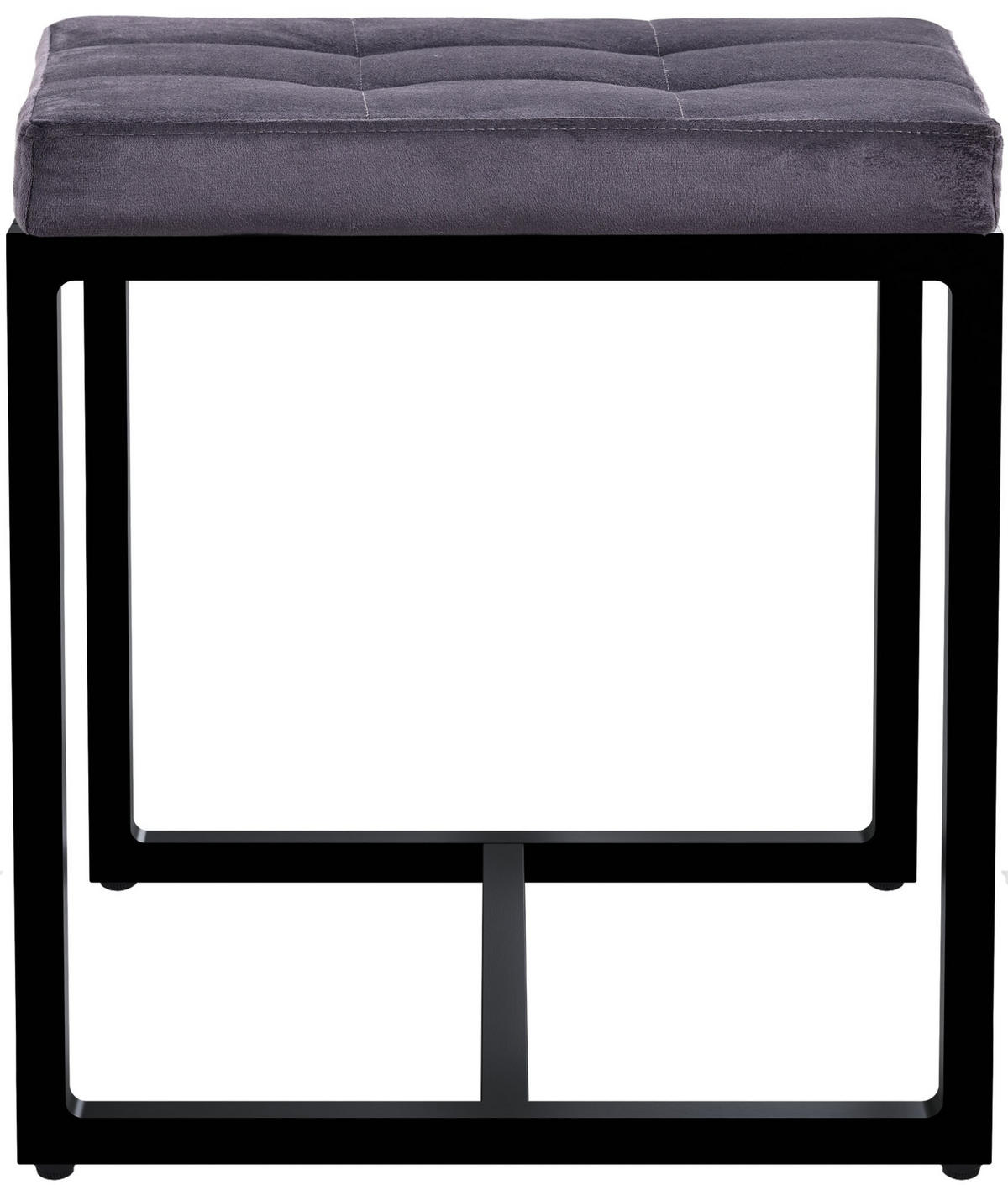 SITZWÜRFEL eckig 40/40/48 cm Samt dunkelgrau - Dunkelgrau/Schwarz, Textil/Metall (40/48/40cm) - CLP