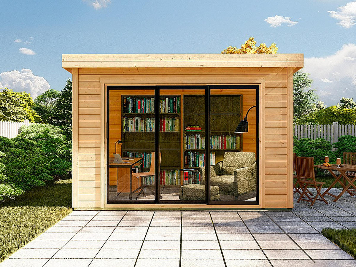 GARTEN-HOLZHAUS - 15,3 m² - Stärke 28 mm - CANOPIA - Naturfarben, Glas (360/232/354cm) - Vente-Unique
