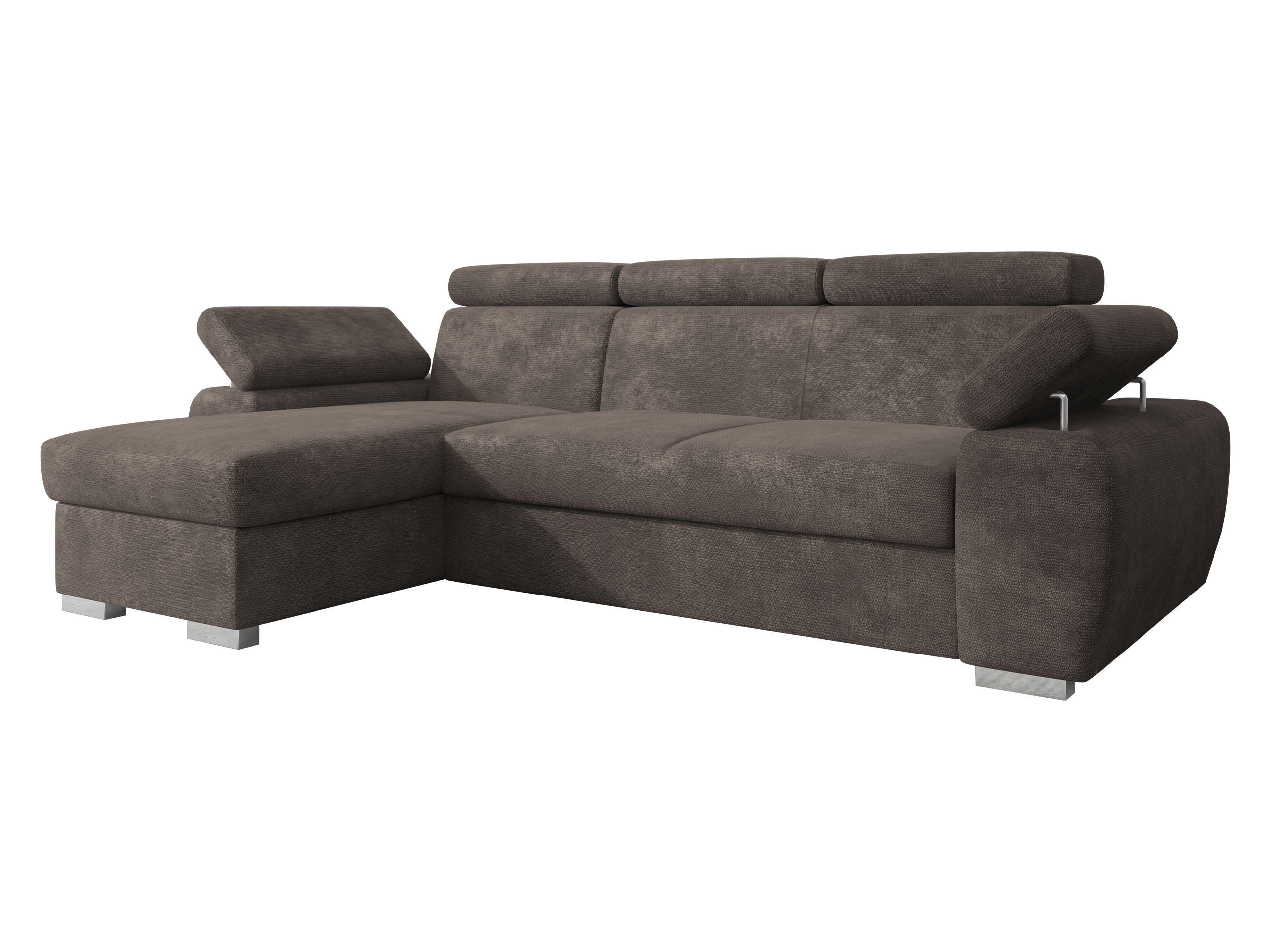 ECKSOFA Plaza L - Silberfarben/Braun, Holz/Kunststoff (255/170cm) - MIRJAN24