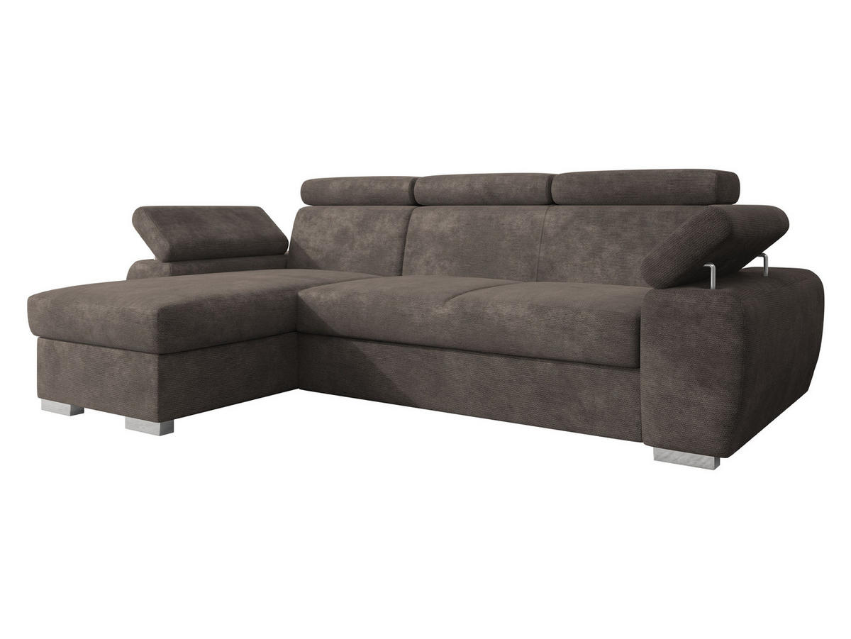 ECKSOFA Plaza L - Silberfarben/Braun, Holz/Kunststoff (255/170cm) - MIRJAN24