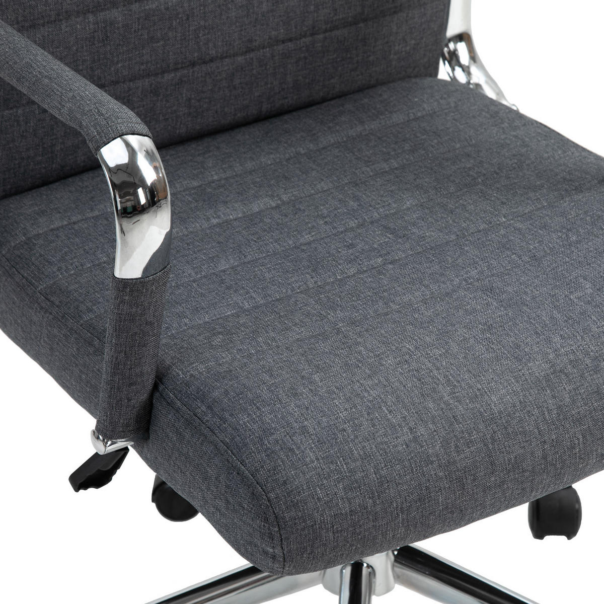 SCHREIBTISCHSTUHL OFFICE COMFORT HB Stoffbezug Dunkelgrau - Dunkelgrau/Silberfarben, Textil/Metall (57/120/53cm) - SVITA