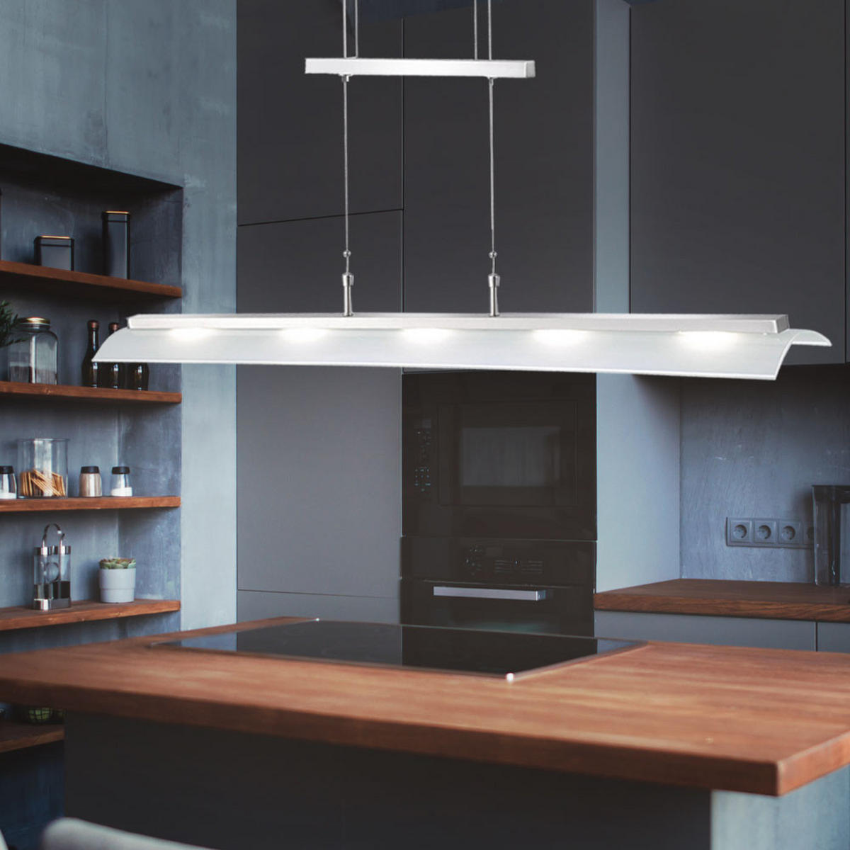 LED HÄNGELEUCHTE Stahl Silber - Silberfarben, Glas (110/14/160cm)