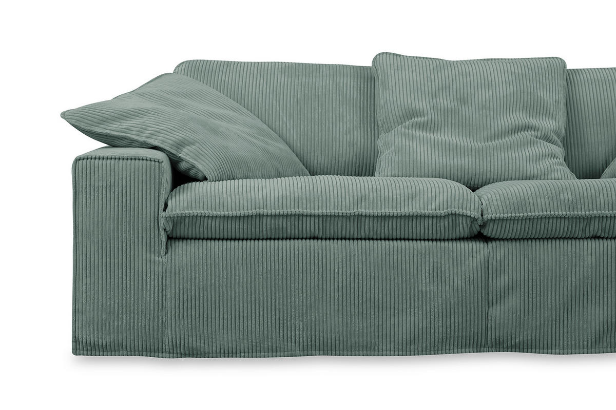 SOFA NETTA Petrol Cord - Petrol/Braun, Birkenholz/Textil (226/90/116cm) - KAWOLA