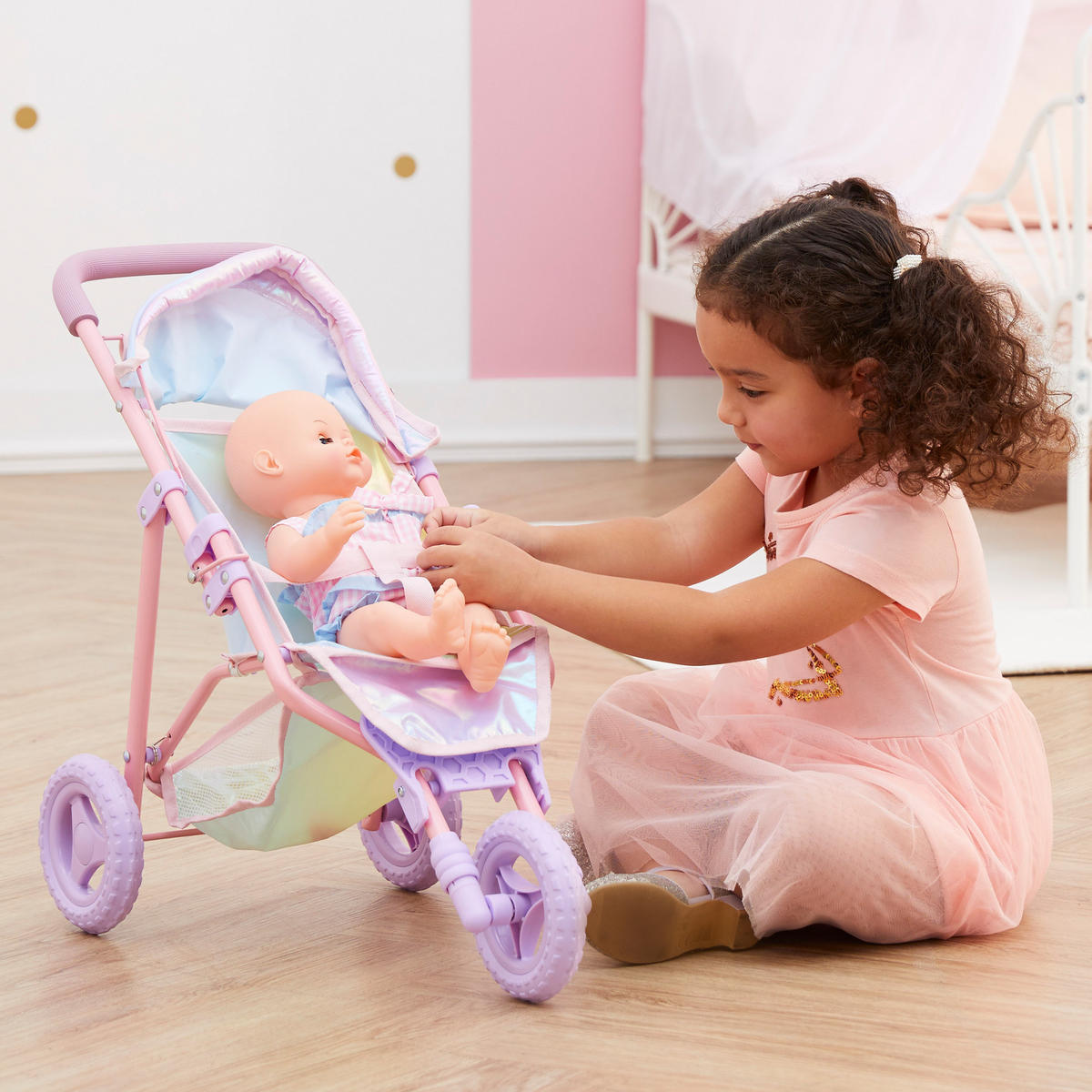 PUPPENWAGEN, Irisierend, 54cm - Multicolor, Holzwerkstoff (33/54/61cm) - Teamson Kids