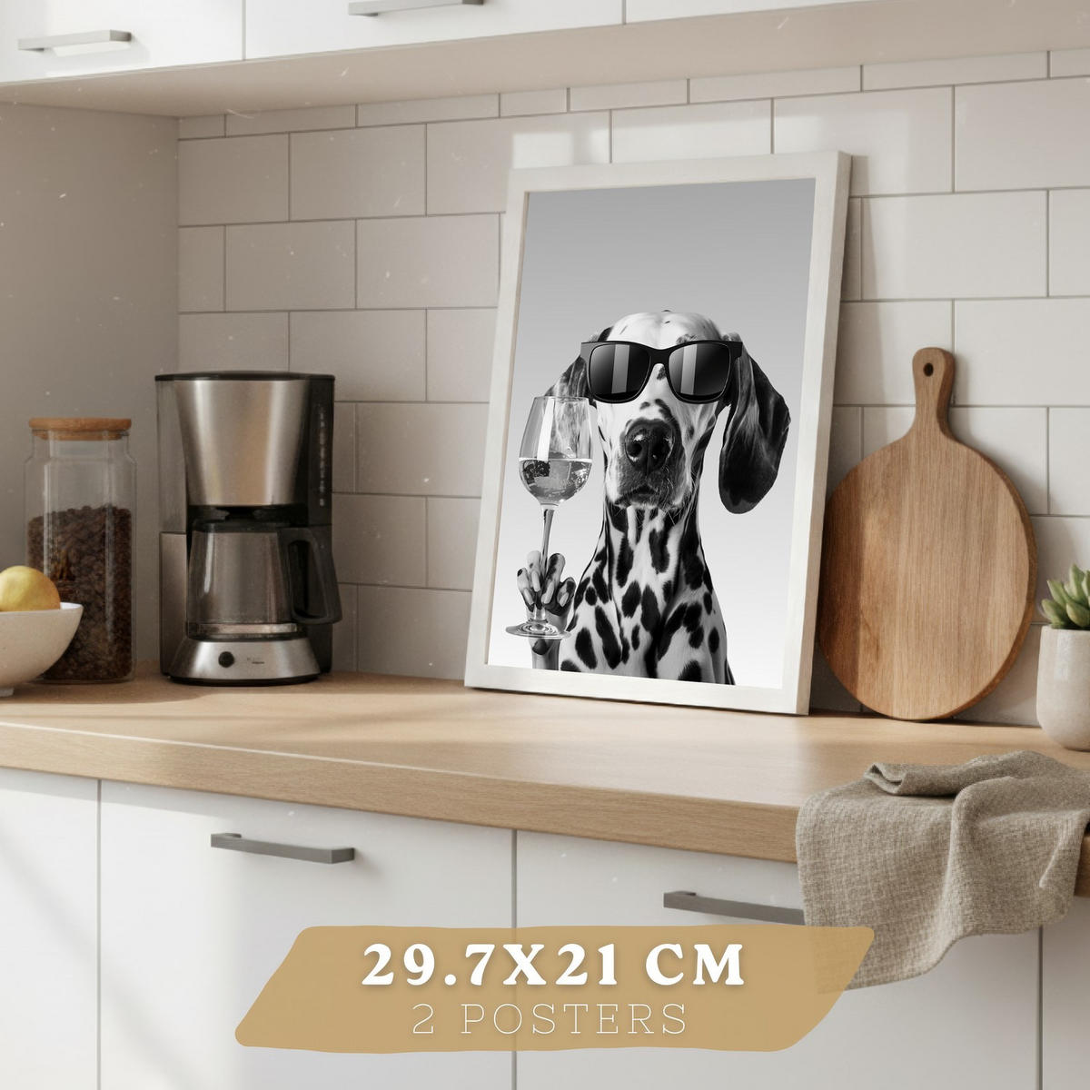 PLAKAT Sada 4 Byn Animals A4 Bílý rám - bílá, papír (29.7/1/21cm) - Nacnic